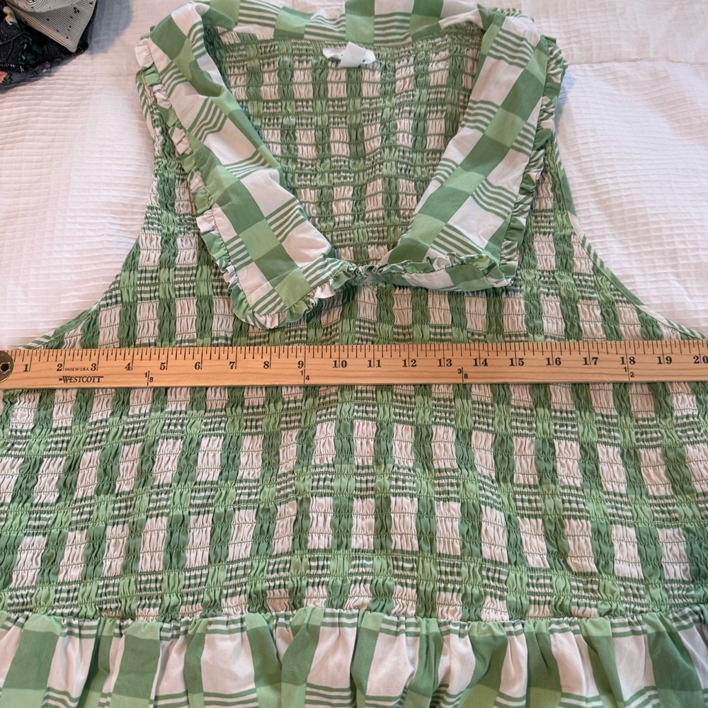 The Drop Plus Size Light Green Gingham Smocked Midi Dress, 2X, Great Condition - Picture 15 of 16